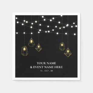 Serviette En Papier Serviettes de fête personnalisées Black & Gold L