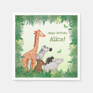 Serviette En Papier Serviettes de fête pour animaux Safari