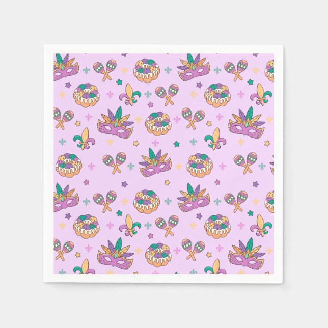 Serviette En Papier Serviettes de fête pour gâteau des rois Mardi Gras (Devant)