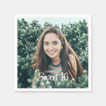 Serviettes de fête pour Sweet 16 avec photo