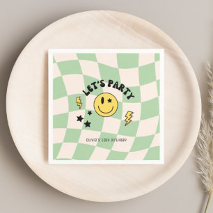 Serviette En Papier Serviettes de fête rétro vert sauge amusantes et p