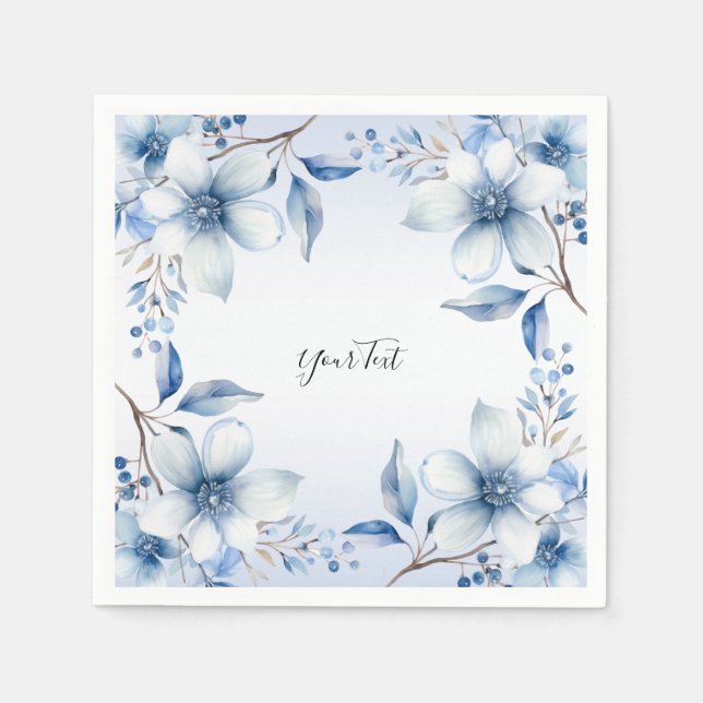 Serviette En Papier Serviettes de fleurs bleues botaniques (Devant)