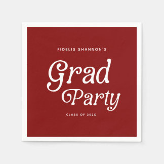 Serviette En Papier Serviettes de graduation rétro minimes Maroon