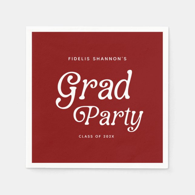 Serviette En Papier Serviettes de graduation rétro minimes Maroon (Devant)