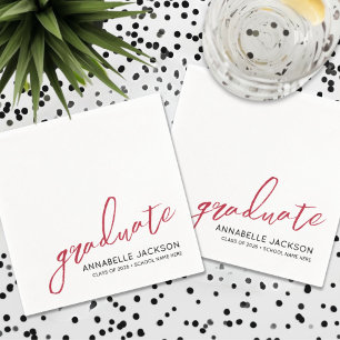 Serviette En Papier Serviettes de graduation rouges personnalisées