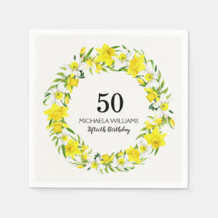 Serviette En Papier Serviettes de jonquille jaune blanc 50e anniversai