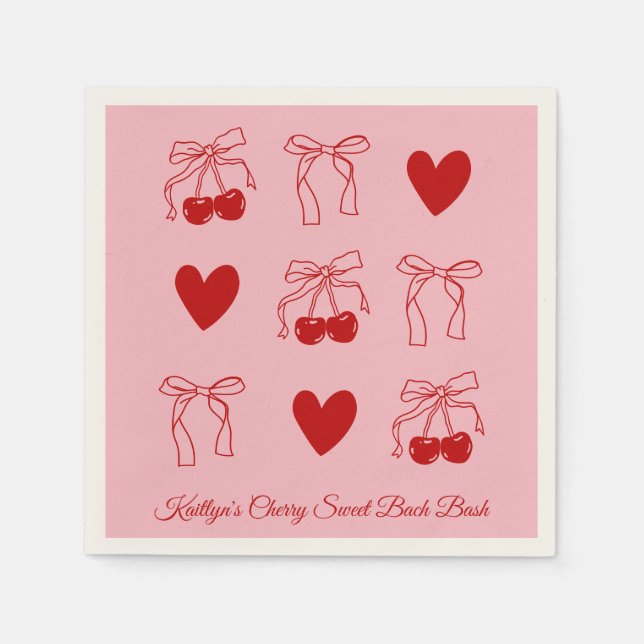Serviette En Papier Serviettes de la Bachelorette Rouge Cerisier (Devant)