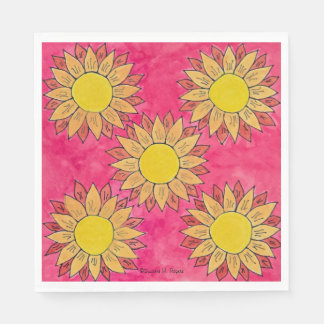 Serviette En Papier Serviettes de la fête des fleurs de tournesol pein