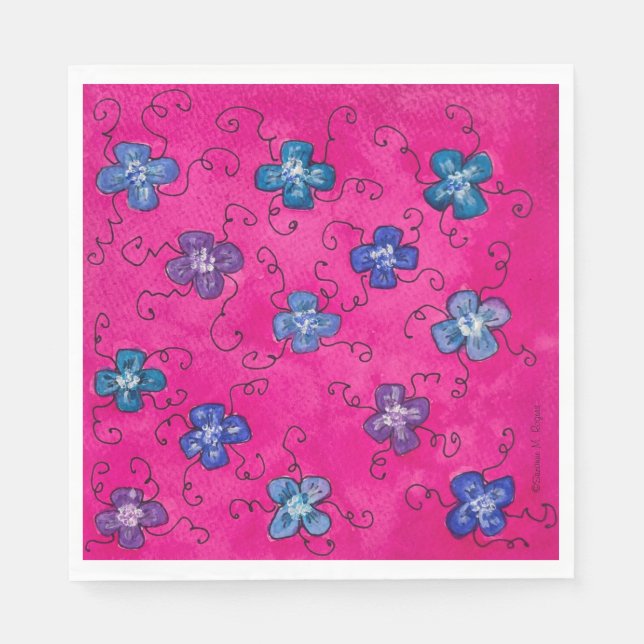 Serviette En Papier Serviettes de la partie en fleurs d'Hydrangée pein (Devant)