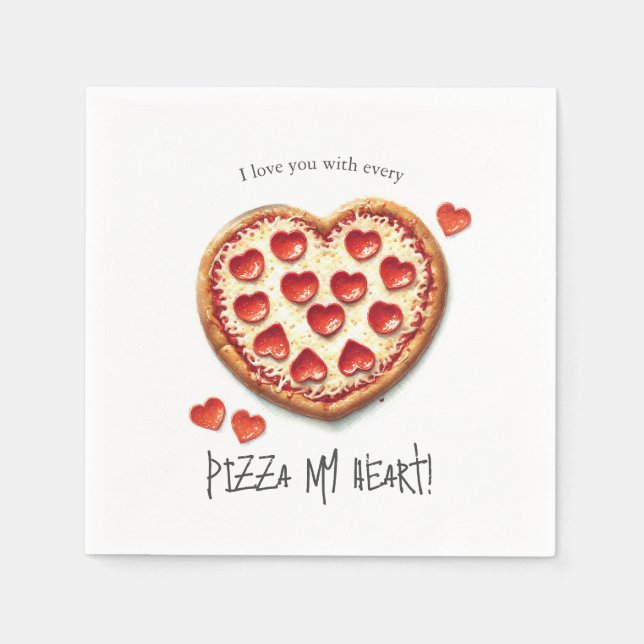 Serviette En Papier Serviettes de la Pizza Party de Saint Valentin (Devant)