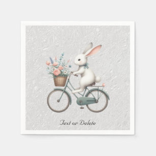 Serviette En Papier Serviettes de lapin à bicyclette fleurie