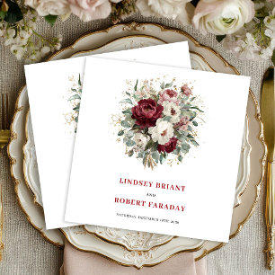 Serviette En Papier Serviettes de luxe Boho Marsala Fleurs Eucalyptus