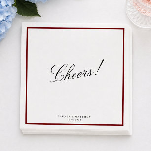 Serviette En Papier Serviettes de mariage à bordure rouge profond