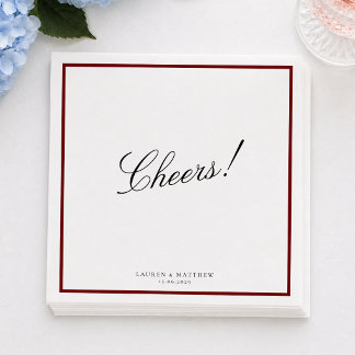 Serviette En Papier Serviettes de mariage à bordure rouge profond