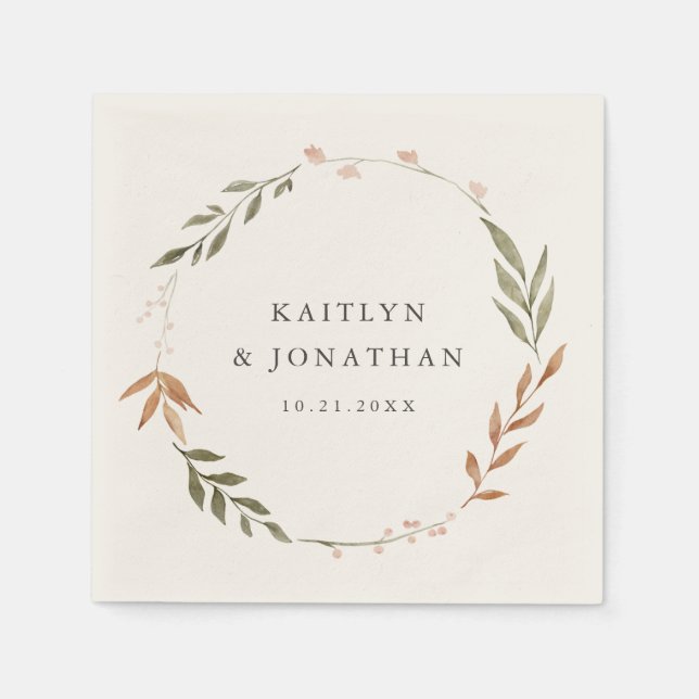 Serviette En Papier Serviettes de mariage à couronne automnale élégant (Devant)