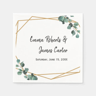 Serviette En Papier Serviettes de mariage à écriture minimaliste avec