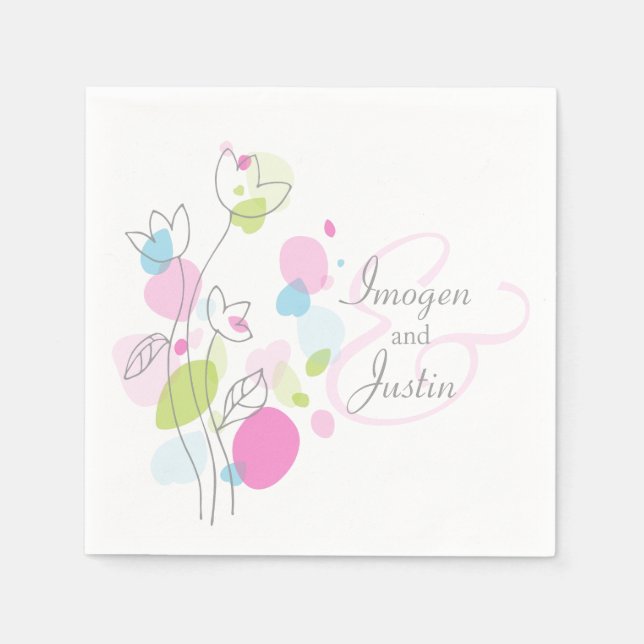 Serviette En Papier Serviettes de mariage à fleur confetti moderne (Devant)