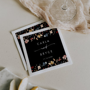 Serviette En Papier Serviettes de mariage à monogramme de fleurs sauva