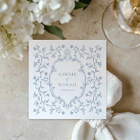 Serviettes de mariage à motif Toile Bleue avec bla
