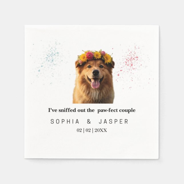 Serviette En Papier Serviettes de Mariage à thème de chien amusant (Devant)