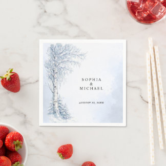 Serviette En Papier Serviettes de mariage Arbre birch gelé