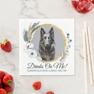 Serviette En Papier Serviettes de mariage au chien de berger belge ave
