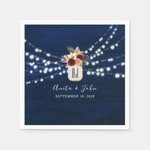 Serviette En Papier Serviettes de mariage avec guirlande lumineuse mar