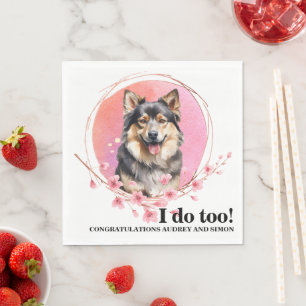Serviette En Papier Serviettes de mariage avec photo de chien de Lapon