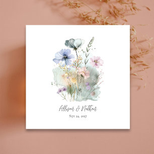 Serviette En Papier Serviettes de Mariage blanc avec Fleurs sauvages d