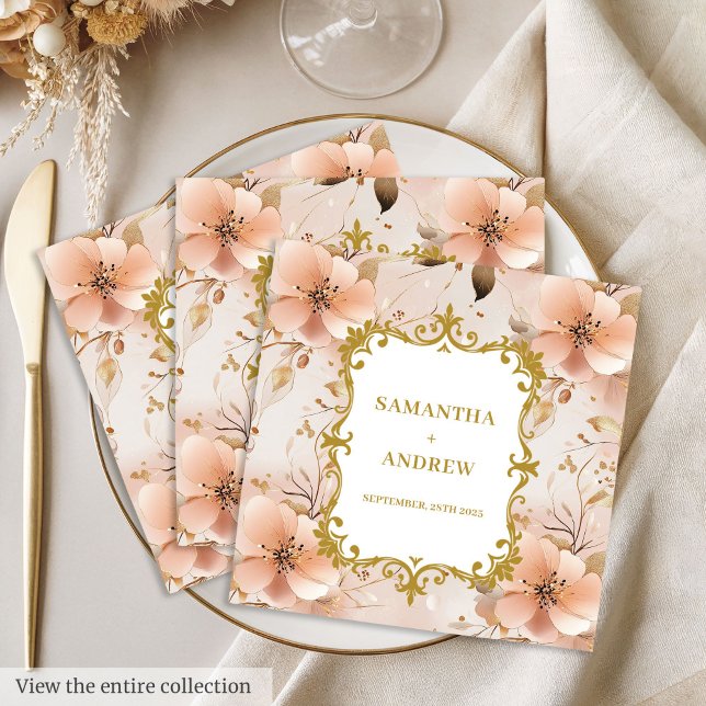 Serviette En Papier Serviettes de Mariage Boho Or Blush Unique (Unique Blush Gold Boho Wedding Napkins)
