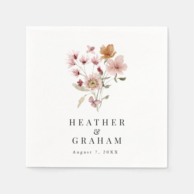 Serviette En Papier Serviettes de Mariage Boho rustique (Devant)