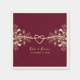 Serviette En Papier Serviettes de mariage bordeaux bohème
