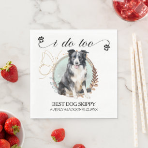 Serviette En Papier Serviettes de mariage Border Collie avec photo de