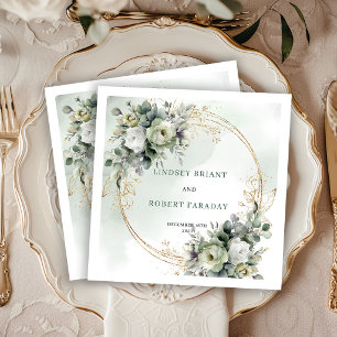 Serviette En Papier Serviettes de mariage botaniques à l'aquarelle élé
