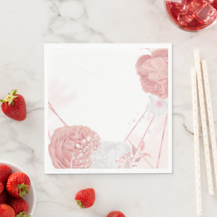 Serviette En Papier serviettes de mariage botaniques aux fleurs roses 