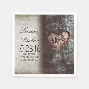 Serviette En Papier Serviettes de mariage campagnard rustique avec coe