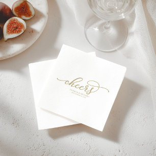 Serviette En Papier Serviettes de mariage - Chic écriture or Cheers