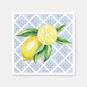 Serviette En Papier Serviettes de mariage citron, serviettes à carreau