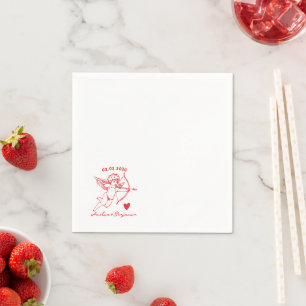 Serviette En Papier Serviettes de mariage cocktail Cupidon dessinées à