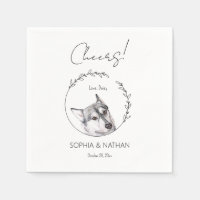 Serviettes de Mariage de chien Husky Simple