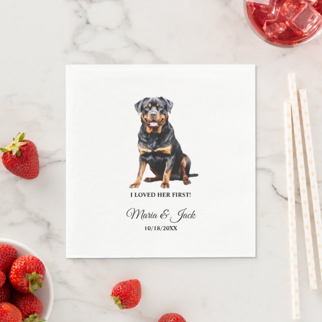 Serviette En Papier Serviettes de Mariage de chien Rottweiler avec pho (En situation)