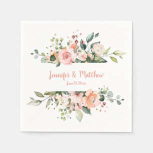 Serviette En Papier Serviettes de Mariage de fleurs rose rose soleil