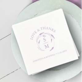 Serviette En Papier Serviettes de Mariage de lavande monogramme