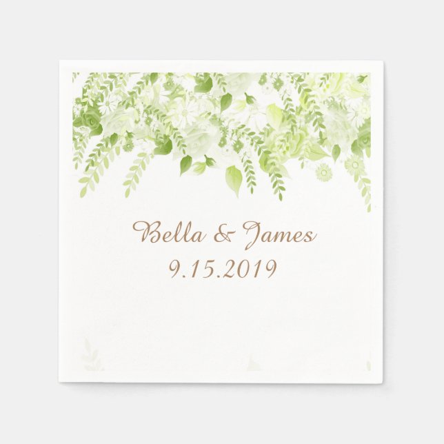 Serviette En Papier Serviettes de mariage de printemps vert dainty (Devant)