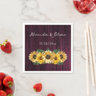 Serviette En Papier Serviettes de Mariage de tournesol Magenta Rustiqu