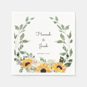 Serviette En Papier Serviettes de Mariage de tournesol rustique