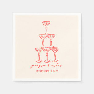 Serviette En Papier Serviettes de mariage dessinées à la main de maniè