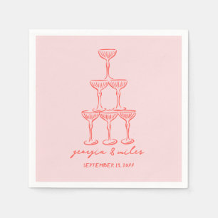 Serviette En Papier Serviettes de mariage dessinées avec fantaisie