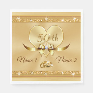 Serviette En Papier Serviettes de Mariage doré personnalisées