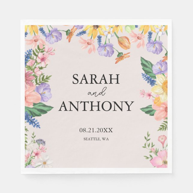 Serviette En Papier Serviettes de mariage du printemps fleur sauvage (Devant)